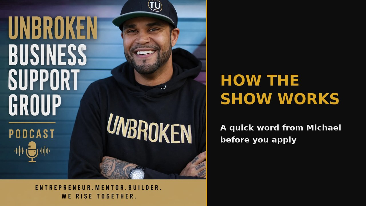 Unbroken Business Support Group Podcast guest application